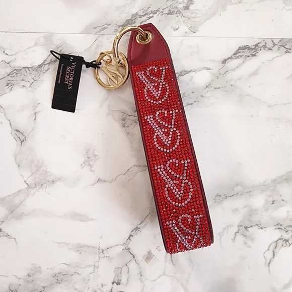 Victoria’s Secret Red Rhinestones Wristlet Strap Keychain Limited edition - Picture 1 of 6